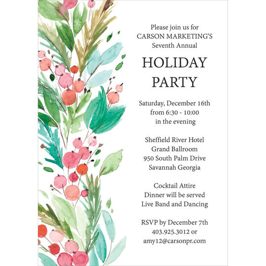 Winter Watercolor Floral Invitations